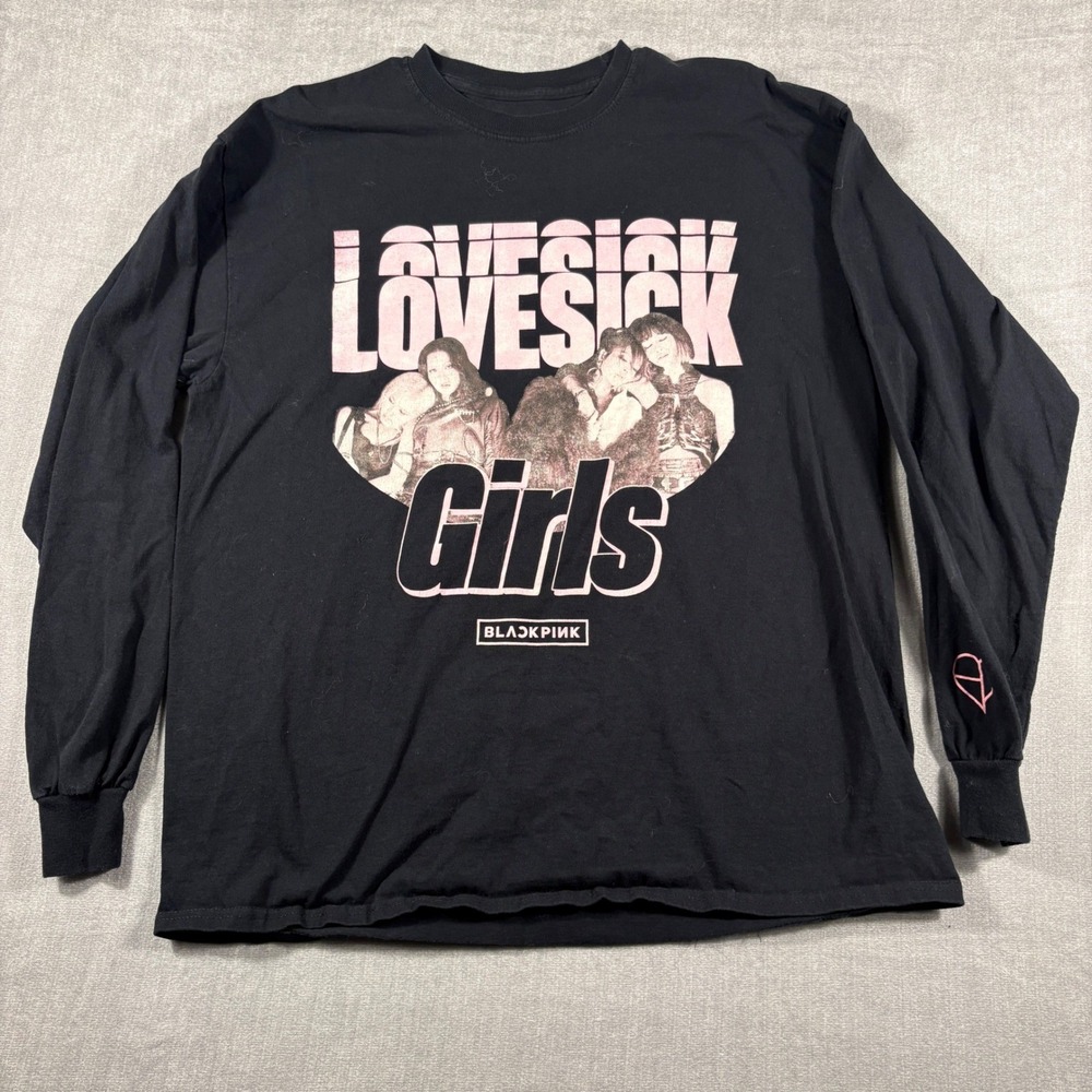 Blackpink Lovesick Girls Long Sleeve Graphic Tee Black XL K-Pop YG Entertainment